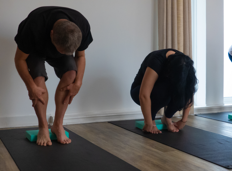 Yoga class squat