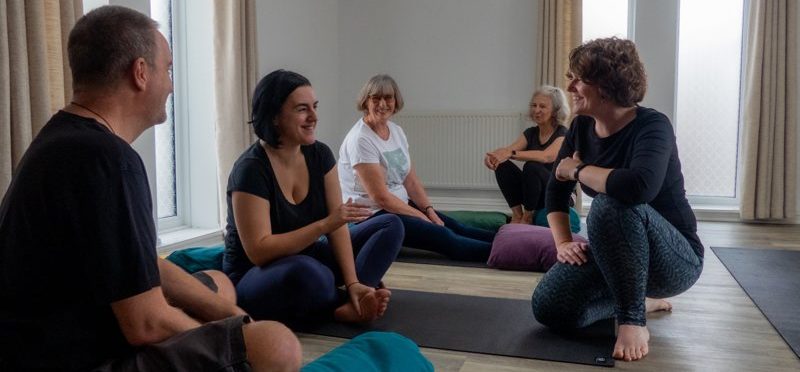 Yoga class chatting